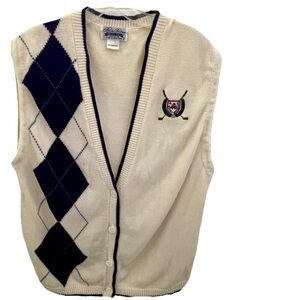 Vintage 70’s BROOKS BROTHERS Preppy Argyle Cotton Golf SWEATER VEST Size Large